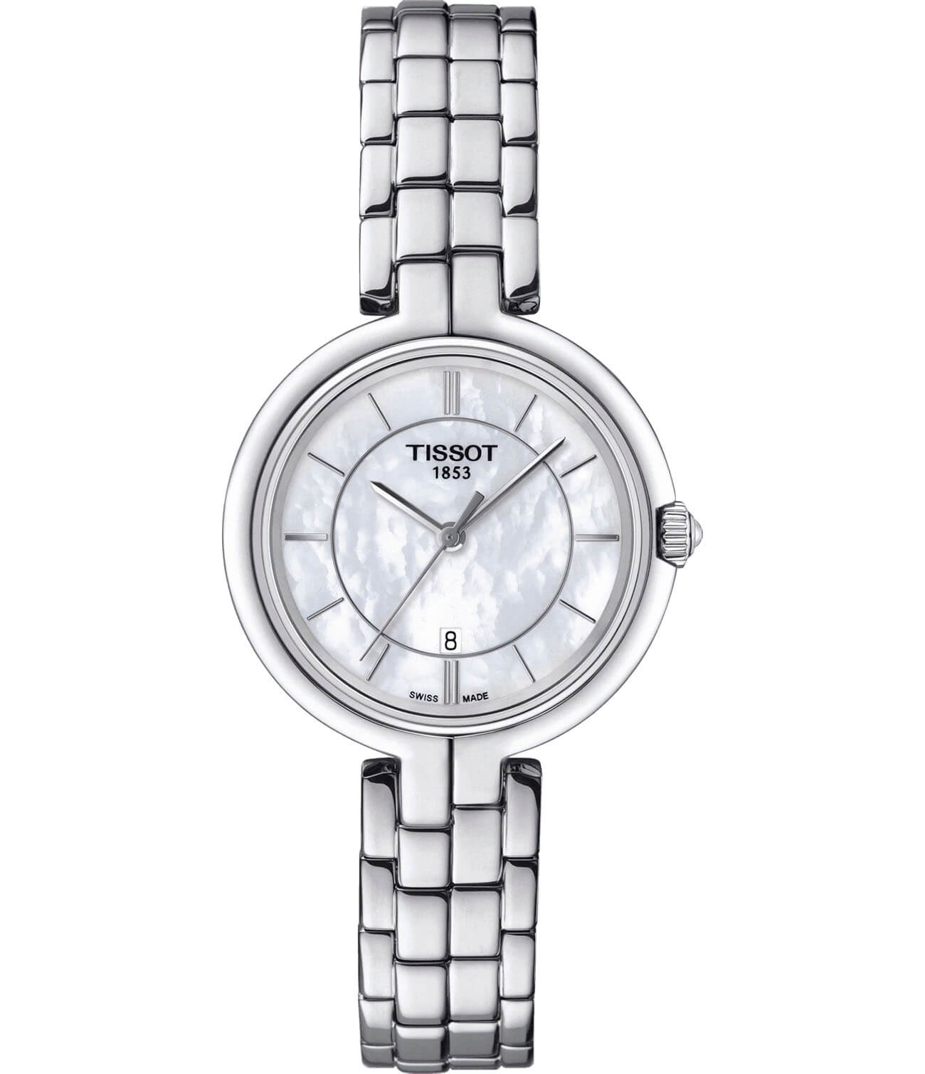 Tissot Tissot Flamingo T094.210.11.111.00 Flamingo T0942101111100 кварцевые женские часы перламутровый циферблат, браслет нержавеющая сталь — вид спереди