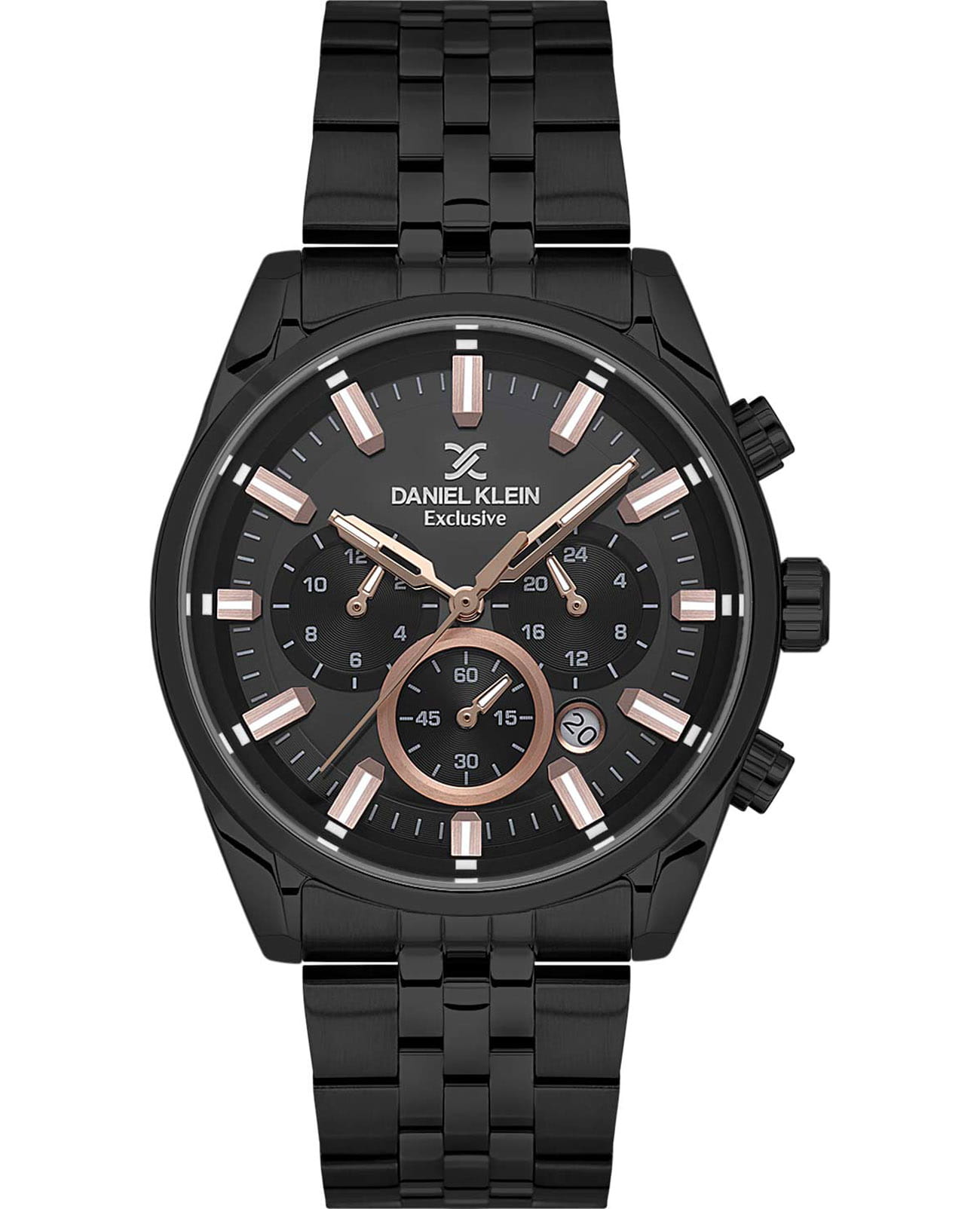 Daniel Klein Daniel Klein Exclusive DK.1.13740-5  DK.1.13740-5 кварцевые мужские часы черный циферблат, браслет нержавеющая сталь с ip-покрытием — вид спереди