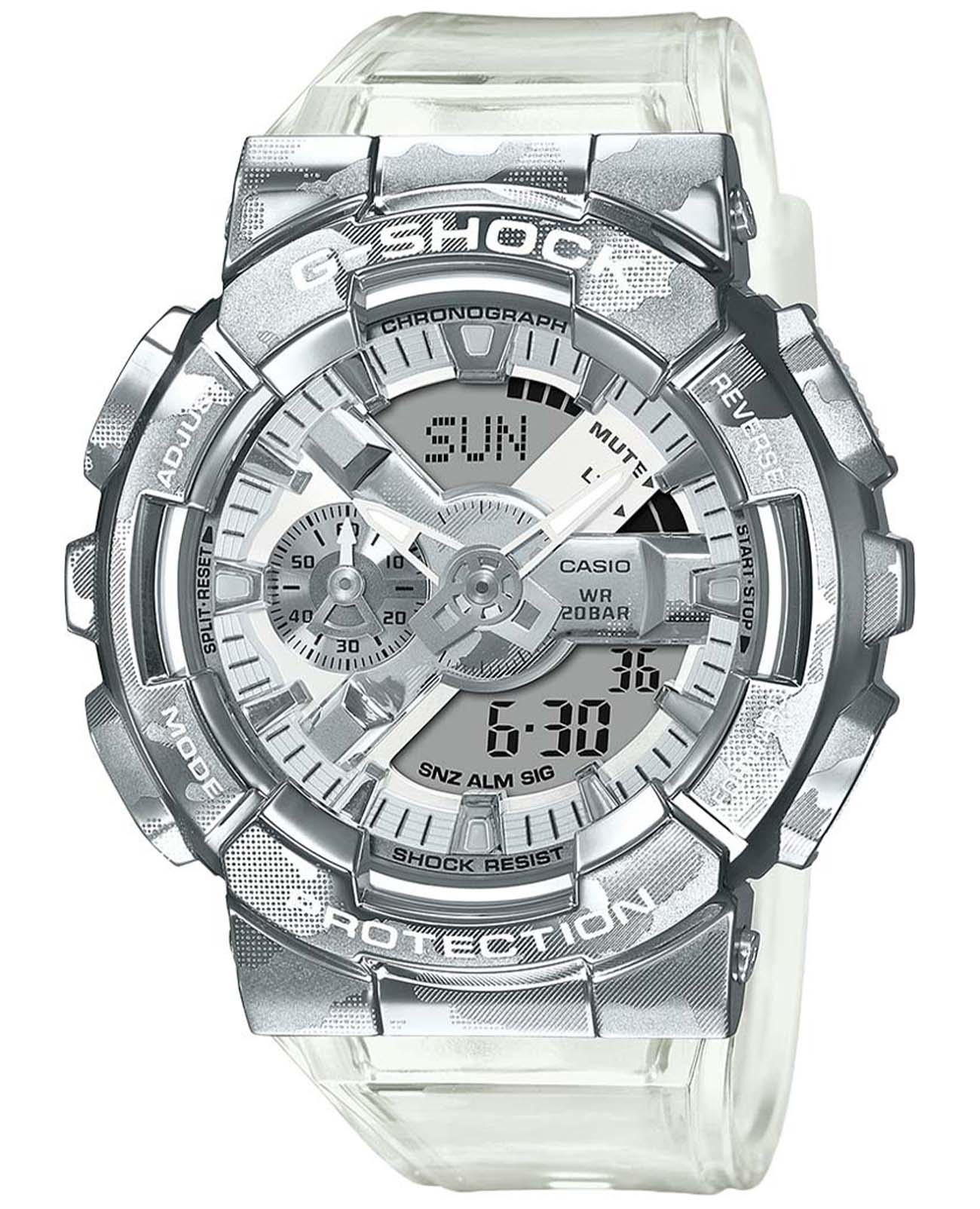 Casio Casio G-Shock GM-110SCM-1A GM GM-110SCM-1A электронные мужские часы серебристый циферблат, браслет полимер — вид спереди