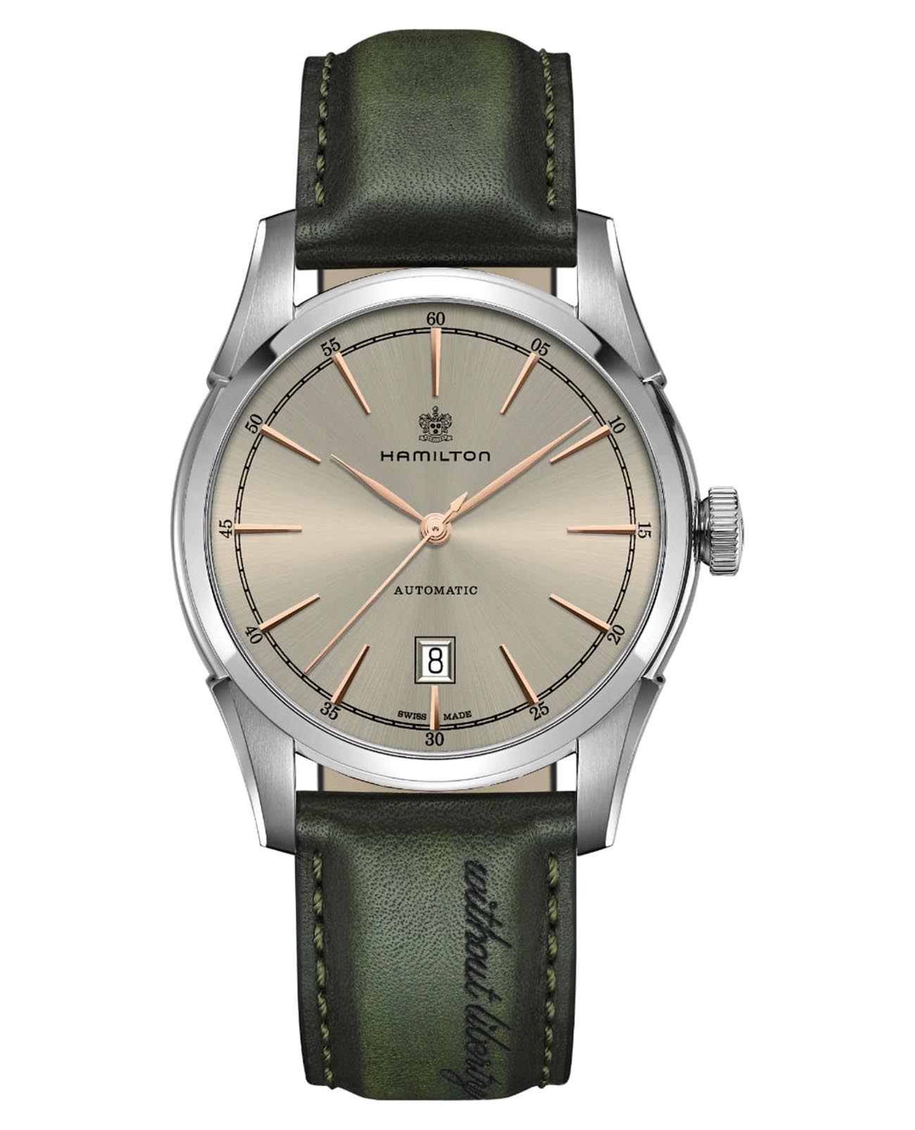 Hamilton Hamilton American Classic Spirit of Liberty Auto H42415801  H42415801 механические мужские часы серебристый циферблат, браслет кожаный — вид спереди