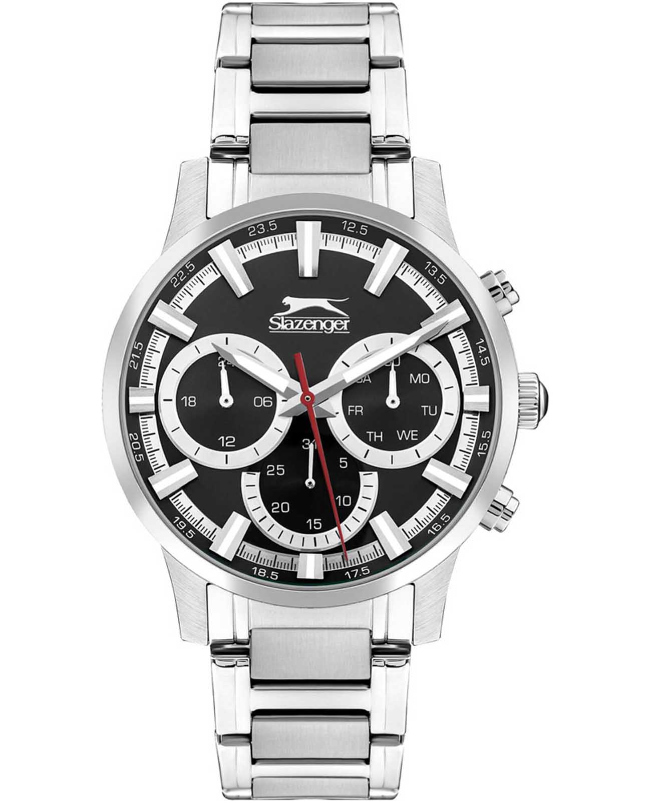 Slazenger Slazenger SL.09.2294.2.01  SL.09.2294.2.01 кварцевые мужские часы черный циферблат, браслет нержавеющая сталь — вид спереди