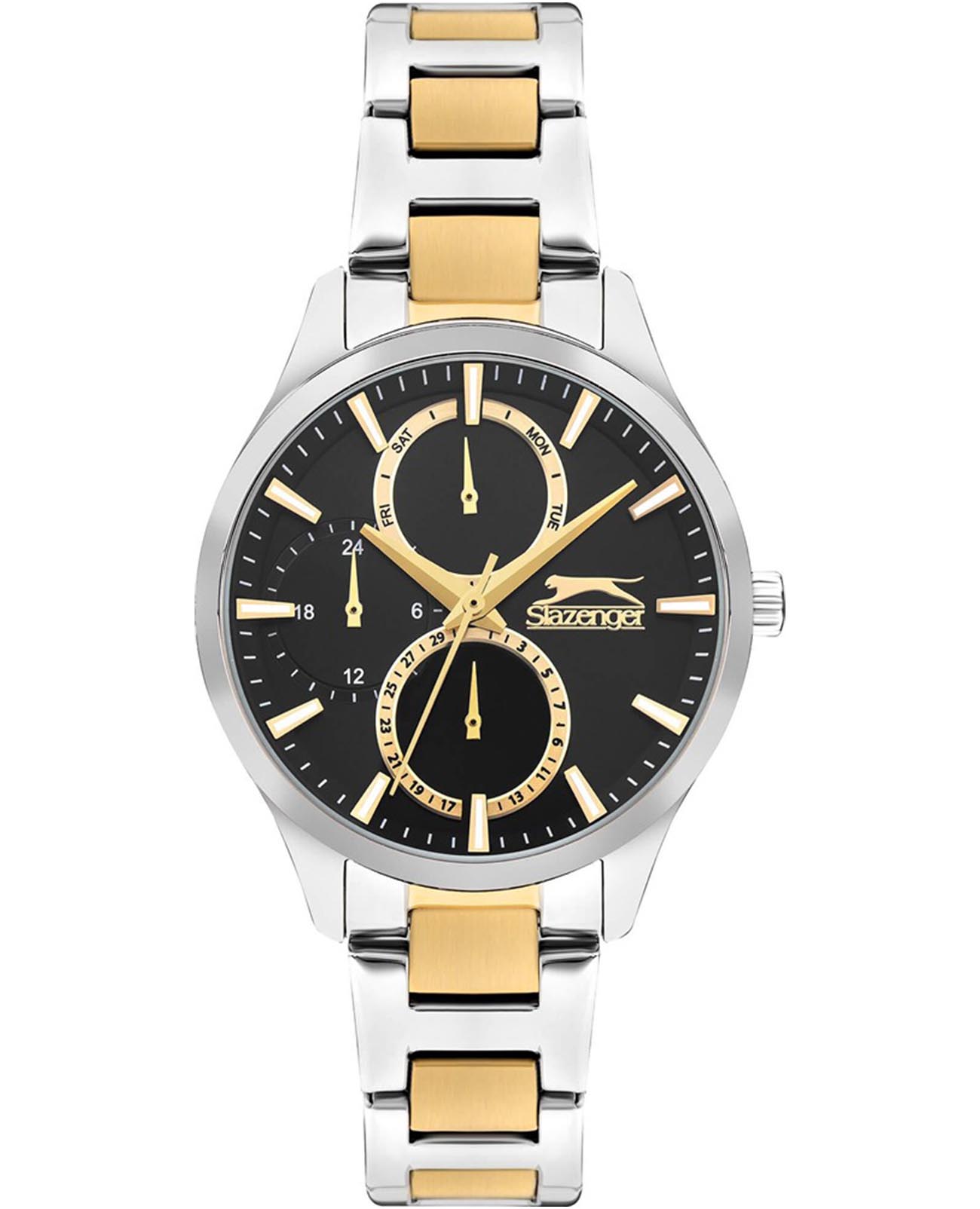 Slazenger Slazenger SL.09.2284.4.04  SL.09.2284.4.04 кварцевые женские часы черный циферблат, браслет суперметалл с ip покрытием — вид спереди
