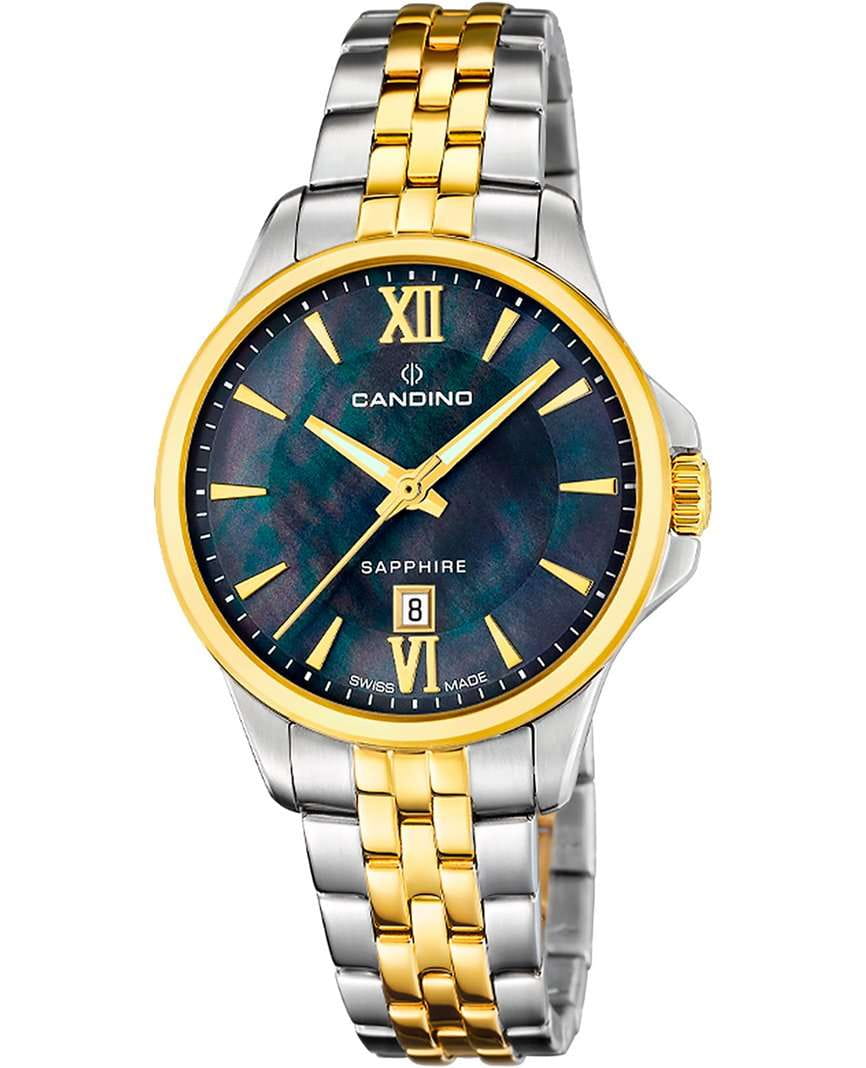 Candino Candino Lady Elegance Date C4767/7  C4767/7 кварцевые женские часы синий циферблат, браслет нержавеющая сталь с pvd-покрытием — вид спереди