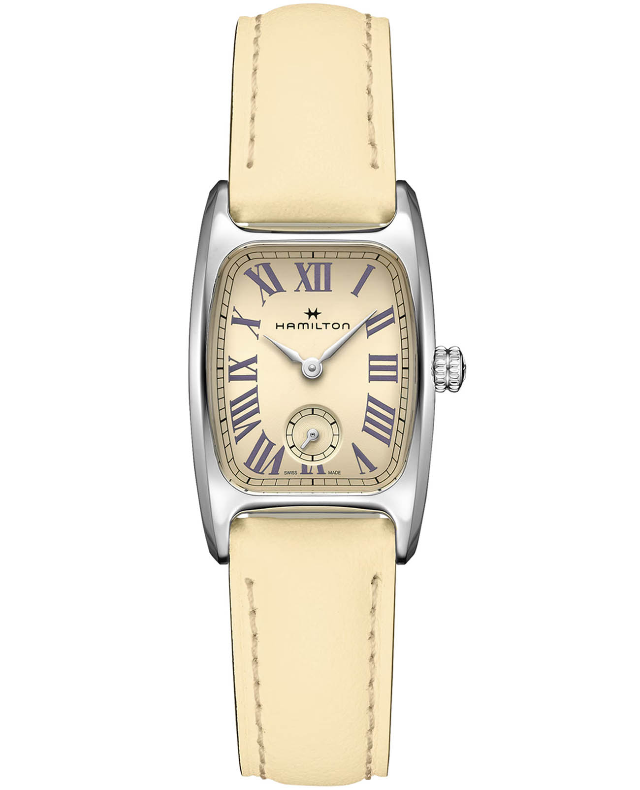 Hamilton American Classic Boulton Small Second Quartz M H13321821  H13321821 кварцевые женские часы бежевый циферблат, браслет кожаный — вид спереди