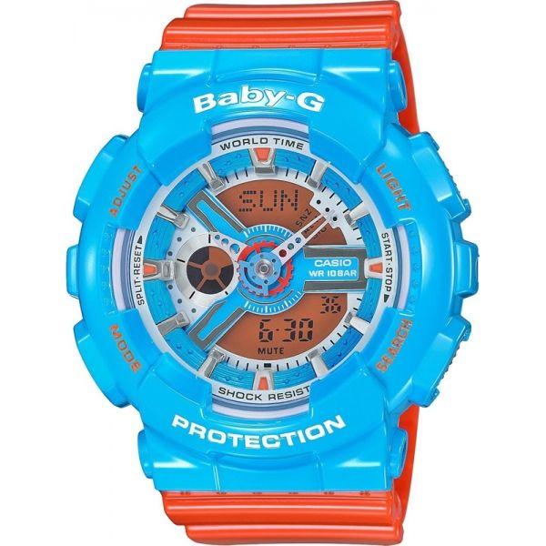 Casio Casio Baby-G BA-110NC-2A  BA-110NC-2A кварцевые женские часы голубой циферблат, браслет пластик — вид спереди