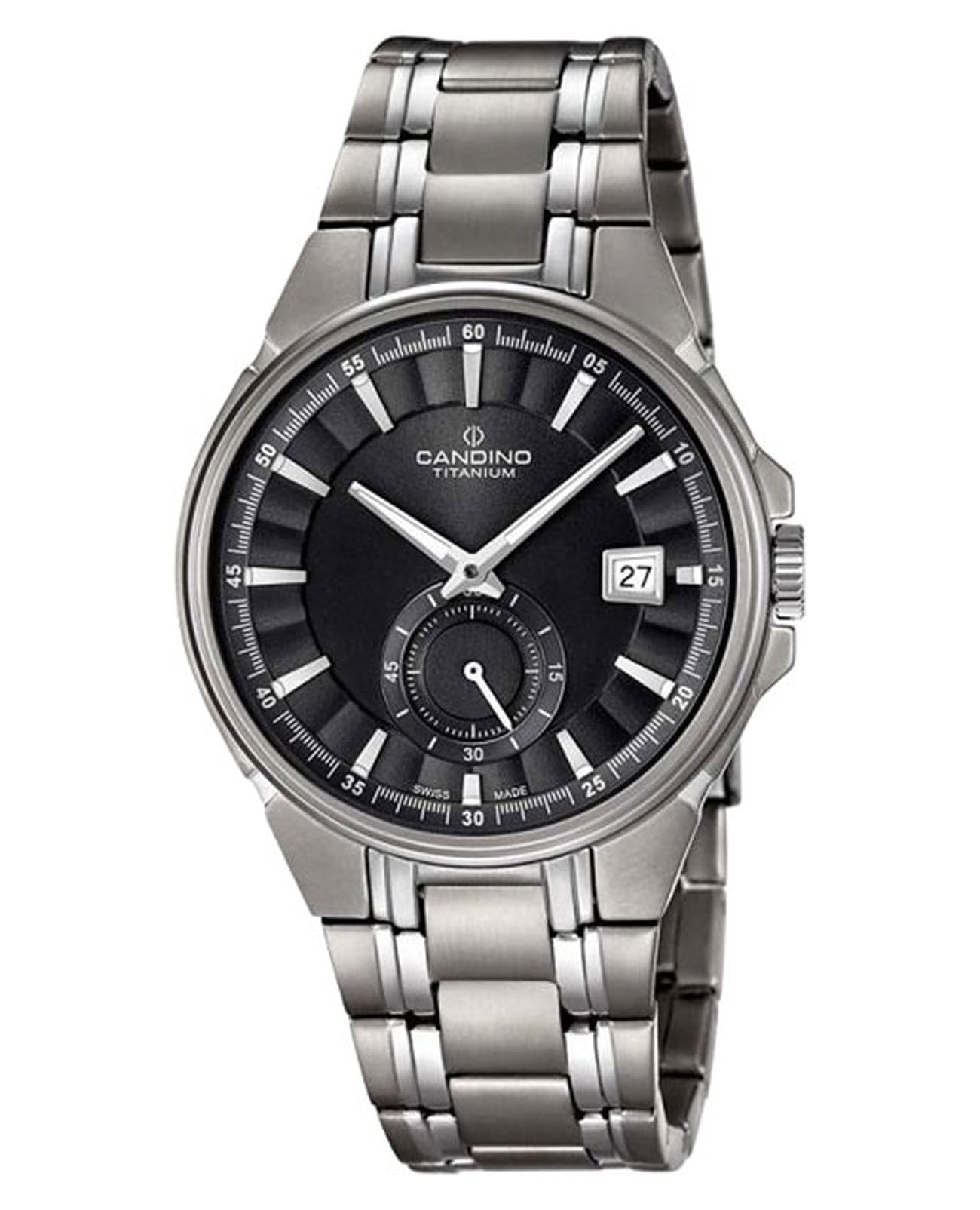 Candino Candino Titanium C4604/4  C4604/4 кварцевые мужские часы черный циферблат, браслет титановый — вид спереди