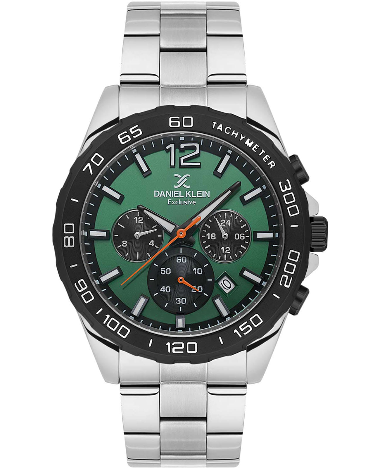 Daniel Klein Daniel Klein Exclusive DK.1.13743-4  DK.1.13743-4 кварцевые мужские часы зеленый циферблат, браслет нержавеющая сталь — вид спереди