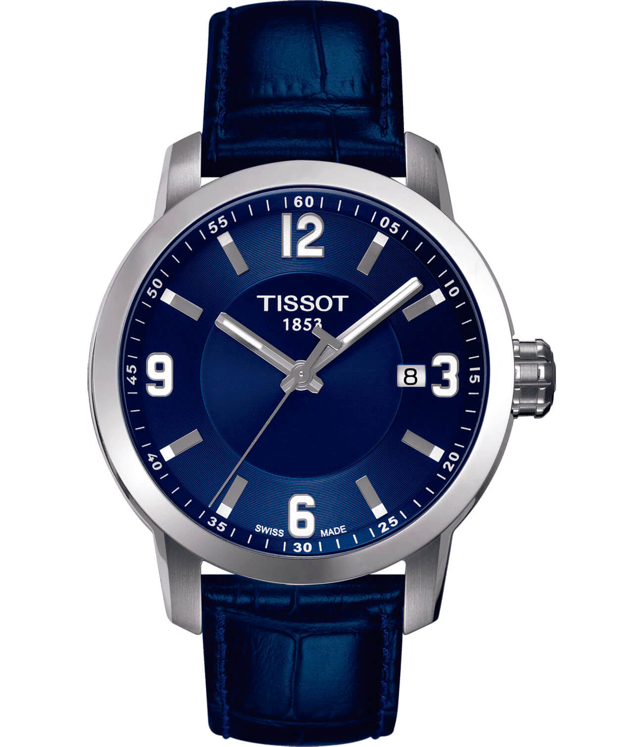 Tissot Tissot PRC 200 T055.410.16.047.00 PRC 200 T0554101604700 кварцевые мужские часы синий циферблат, браслет кожаный — вид спереди
