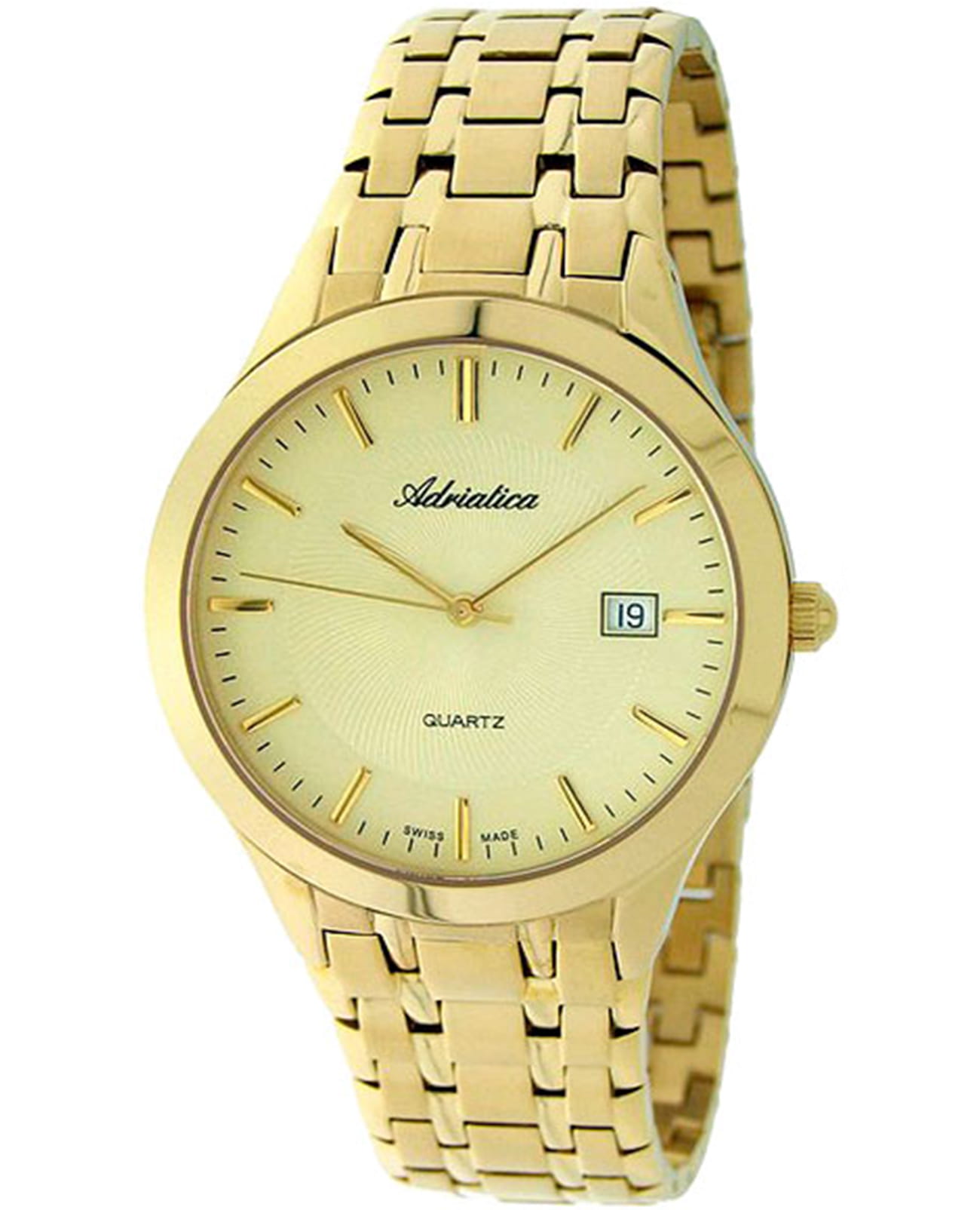 Adriatica Adriatica Premiere A1236.1111Q  A1236.1111Q кварцевые мужские часы шампань циферблат, браслет сталь c pvd покрытием — вид спереди