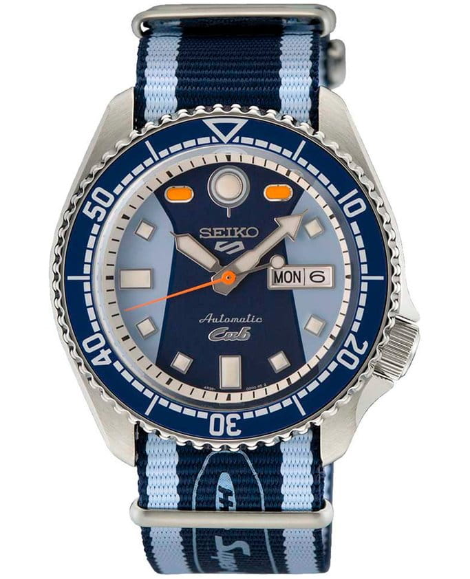 Seiko Seiko 5 Sports SRPK37K1  SRPK37K1 механические мужские часы  циферблат, браслет тканевый — вид спереди