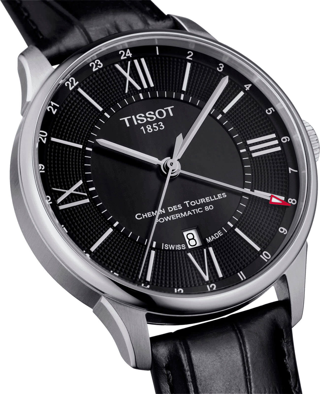 Оригинальные часы Tissot Tissot Chemin des Tourelles GMT T099.429.16.058.00 механические калибр механизма powermatic 80.661 общий вид