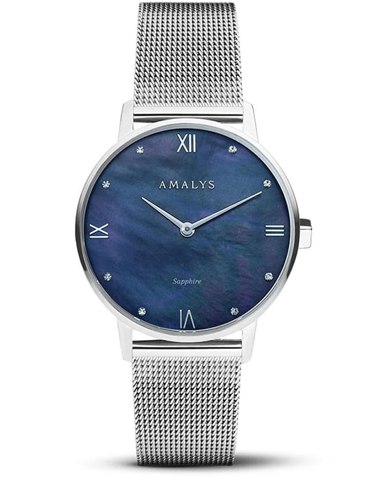 Amalys Amalys Kelly AMW-185  AMW-185 кварцевые женские часы синий циферблат, браслет нержавеющая сталь — вид спереди