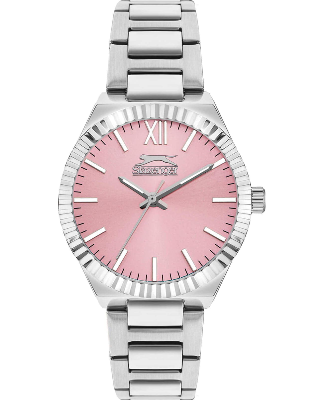 Slazenger Slazenger SL.09.2304.3.06  SL.09.2304.3.06 кварцевые женские часы розовый циферблат, браслет суперметалл — вид спереди