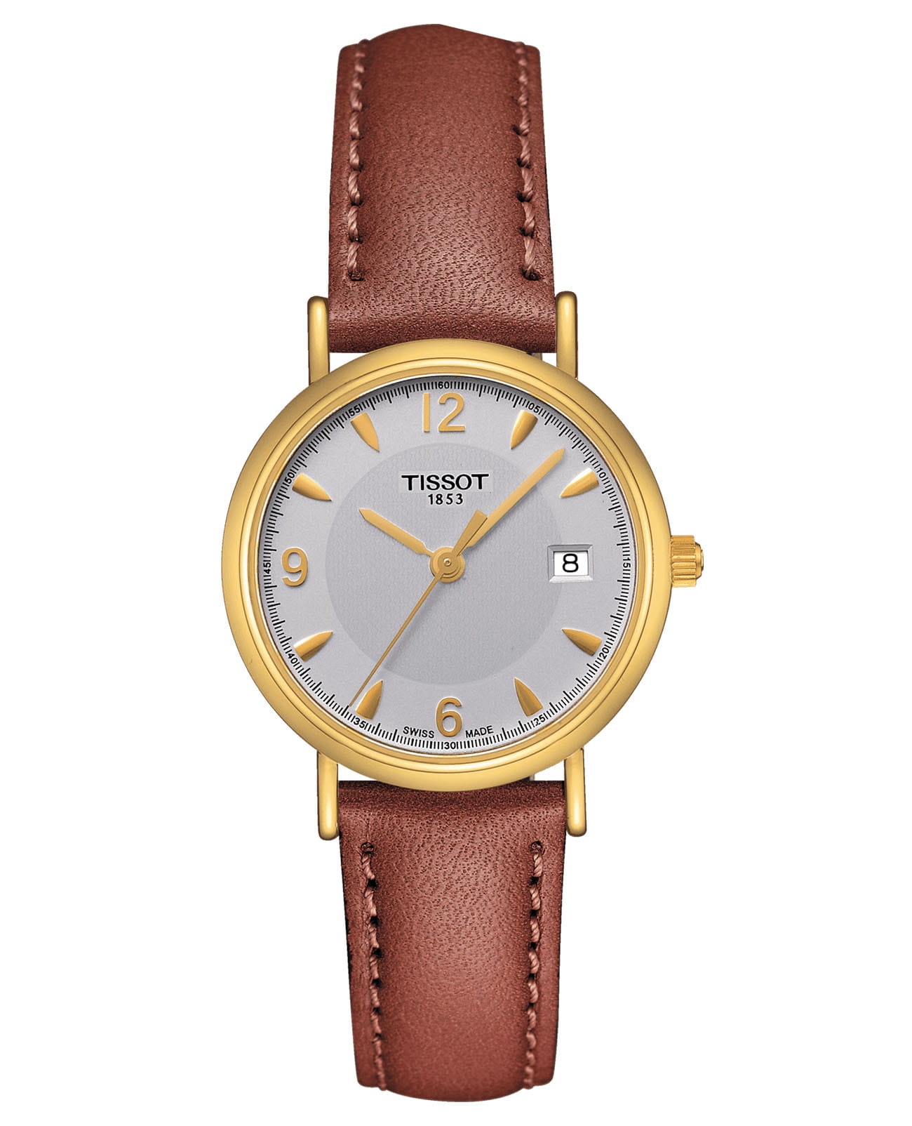 Tissot Tissot Oroville T71.3.127.34  T71312734 кварцевые женские часы серебристый циферблат, браслет кожаный — вид спереди