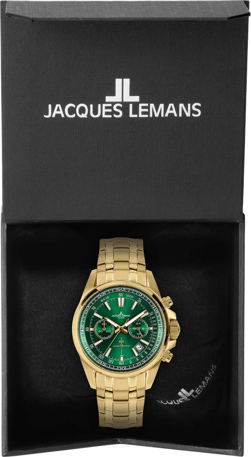 Jacques Lemans Jacques Lemans Sport 1-2117P кварцевые мужские часы часы крупный план зеленый циферблата