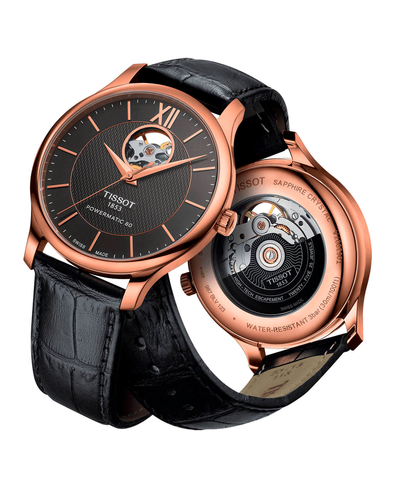 Tissot Tissot Tradition Powermatic 80 Open Heart T063.907.36.068.00 мужские часы серый циферблат на запястье