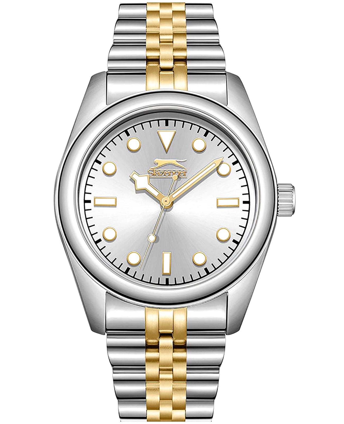 Slazenger Slazenger SL.09.2354.1.04  SL.09.2354.1.04 кварцевые мужские часы серебристый циферблат, браслет суперметалл с ip покрытием — вид спереди