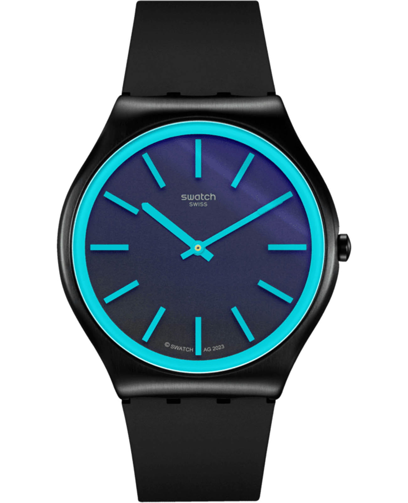 Swatch Swatch Skin Irony 42 SS07B111  SS07B111 кварцевые женские часы черный циферблат, браслет резина — вид спереди