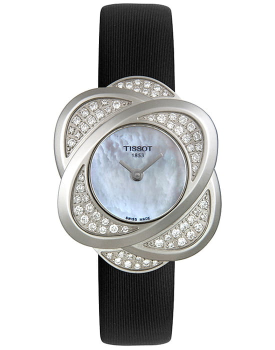 Tissot Tissot T-Trend Precious Flower T03.1.125.80  T03112580 кварцевые женские часы голубой циферблат, браслет кожаный — вид спереди