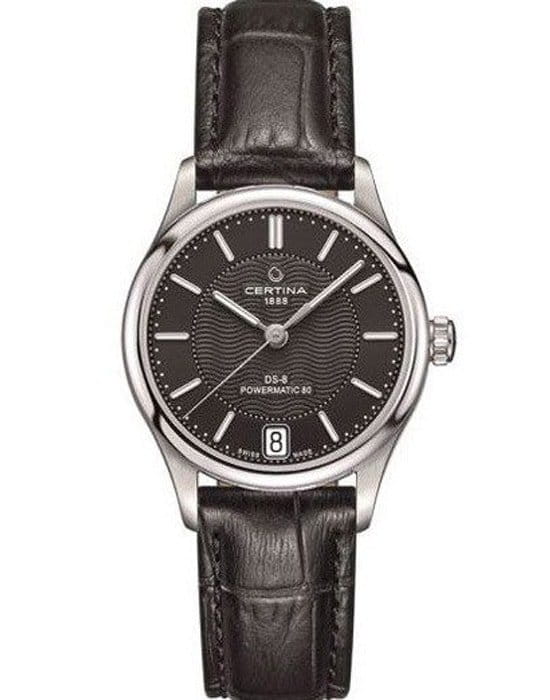 Certina Certina C033.207.16.051.00  C0332071605100 механические женские часы черный циферблат, браслет кожаный — вид спереди