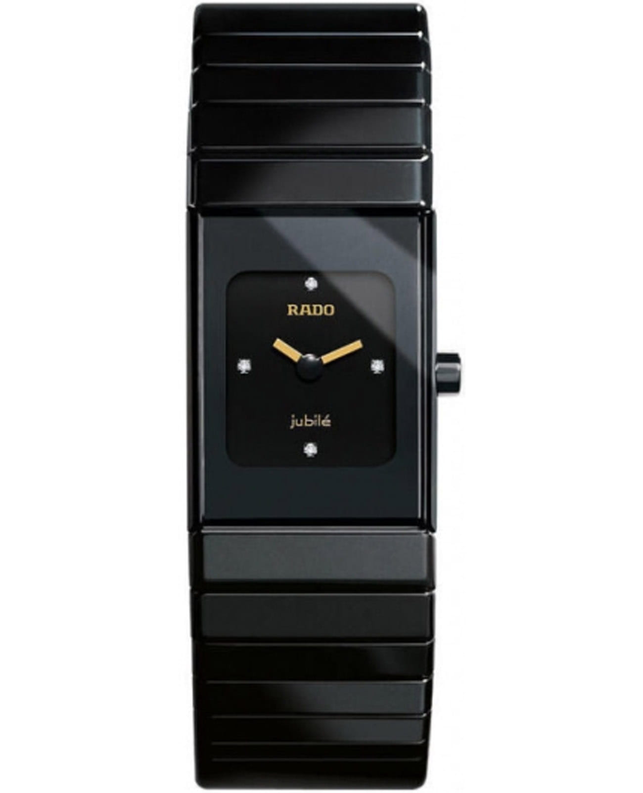 Rado Rado Ceramica R21540742  R21540742 кварцевые женские часы черный циферблат, браслет высокотехнологичная плазменная керамика — вид спереди