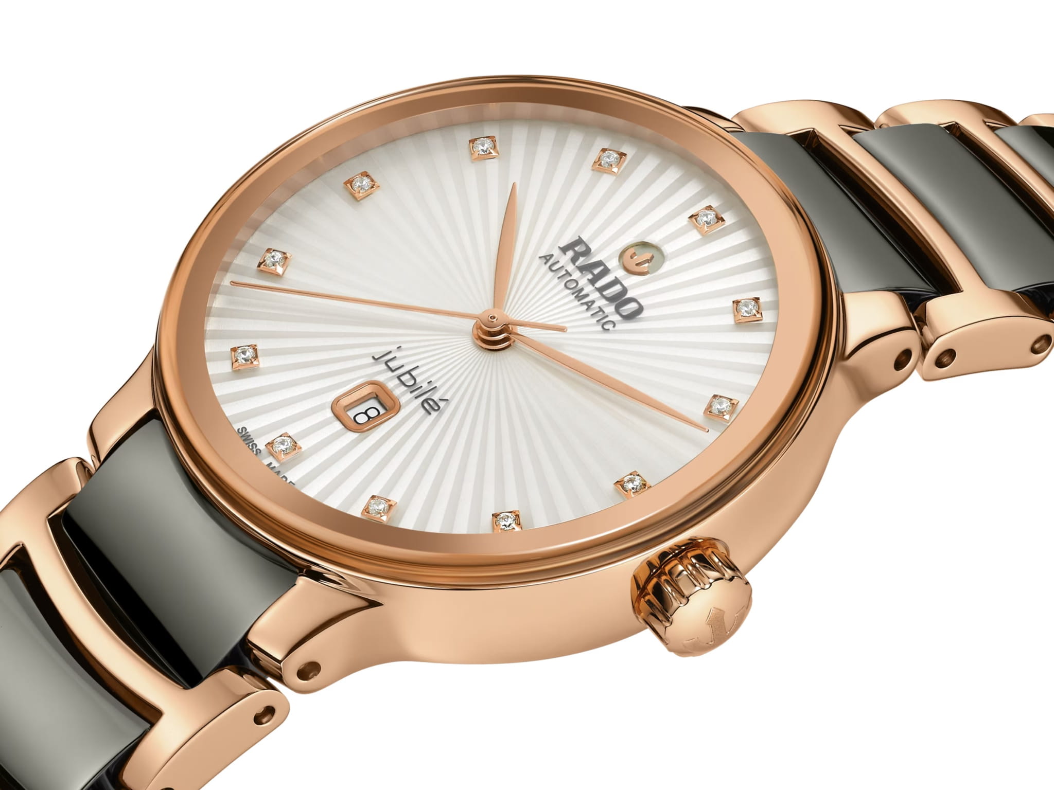 Rado Rado Centrix Automatic Diamonds R30019742, centrix швейцария женские часы на браслете высокотехнологичная керамика + нержавеющая сталь с pvd покрытием боковой вид