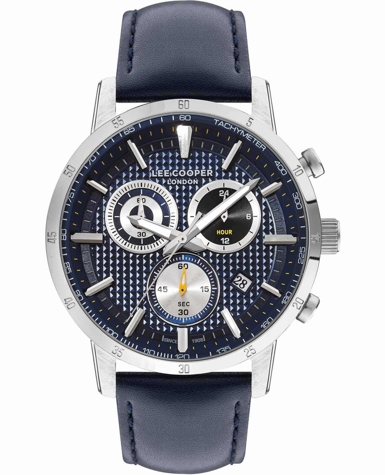 Lee Cooper Lee Cooper LC07877.399  LC07877.399 кварцевые мужские часы синий циферблат, браслет кожаный — вид спереди