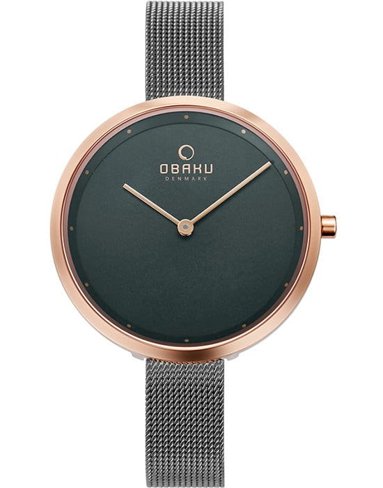 Obaku Obaku Ultra Slim V227LXVJMJ  V227LXVJMJ кварцевые женские часы черный циферблат, браслет сталь с ip покрытием — вид спереди