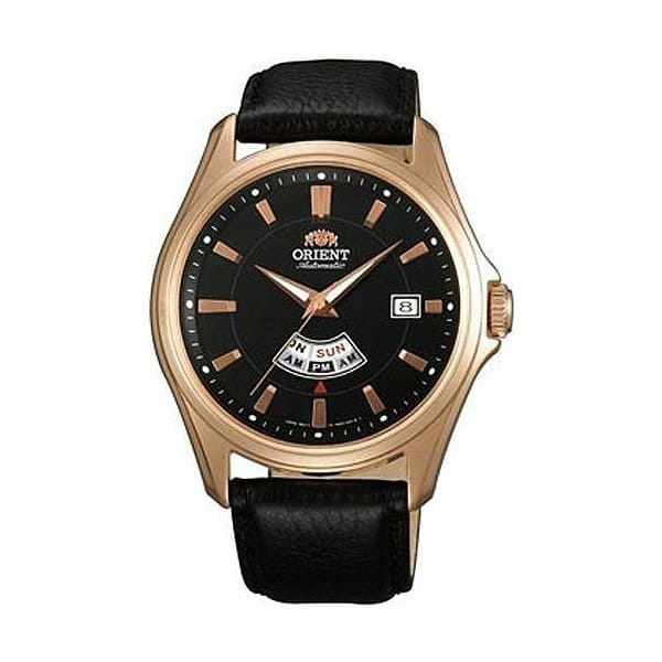 Orient Orient FN02002B (FFN02002B)  FFN02002B механические мужские часы черный циферблат, браслет кожа + текстиль — вид спереди