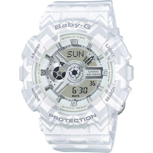 Casio Casio Baby-G BA-110TP-7A  BA-110TP-7A кварцевые женские часы белый циферблат, браслет пластик — вид спереди