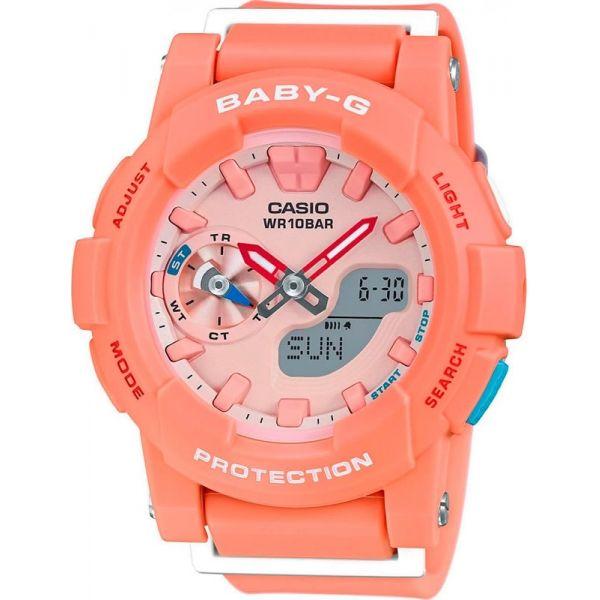 Casio Casio Baby-G BGA-185-4A  BGA-185-4A кварцевые женские часы розовый циферблат, браслет пластик — вид спереди