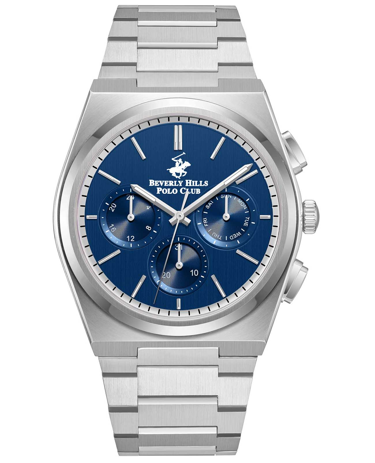Beverly Hills Polo Club Beverly Hills Polo Club BP3381X.390  BP3381X.390 кварцевые мужские часы синий циферблат, браслет нержавеющая сталь — вид спереди