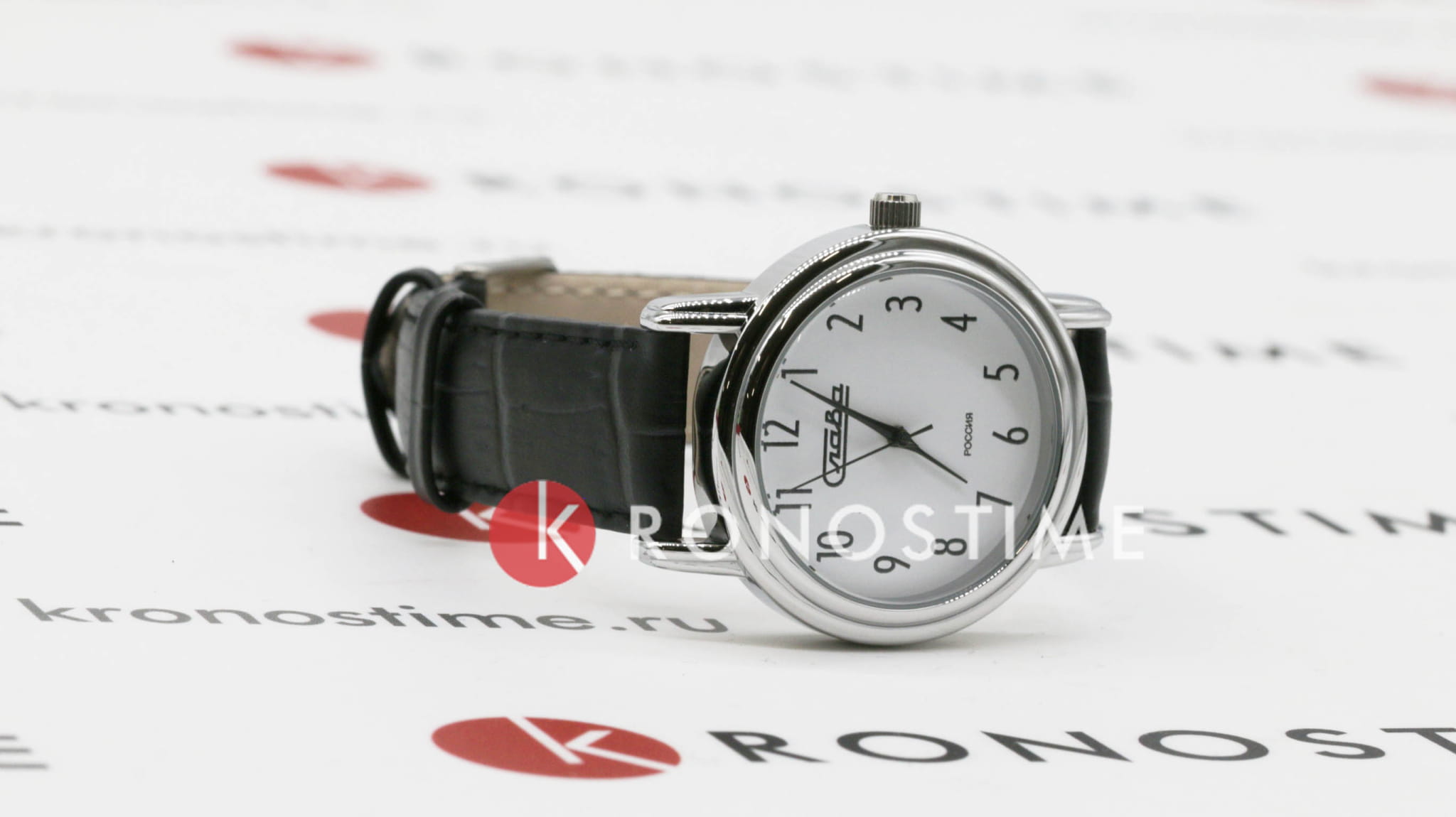 Слава Слава Традиция 1061858/300-2035,  россия мужские часы на браслете кожаный боковой вид