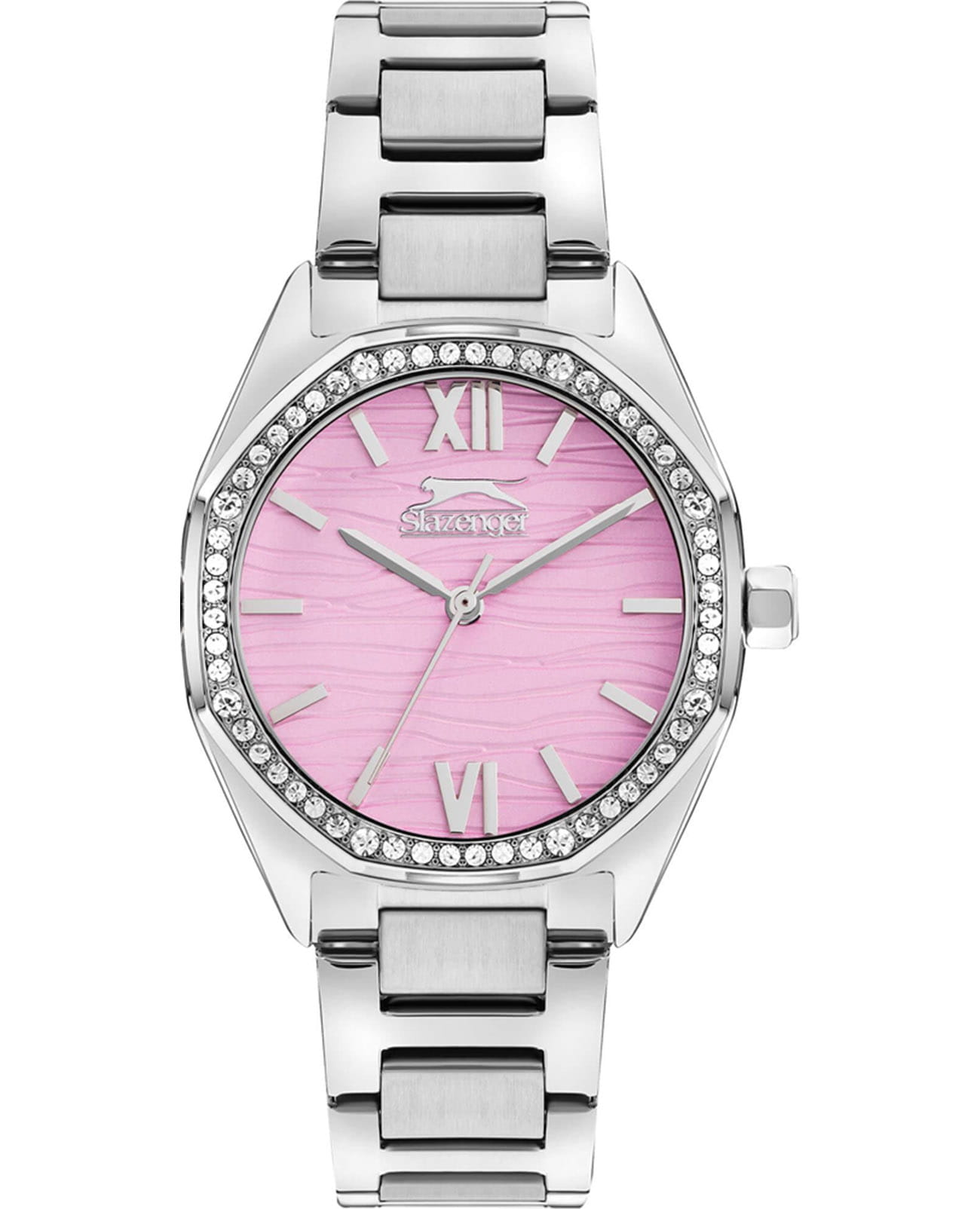 Slazenger Slazenger SL.09.2301.3.09  SL.09.2301.3.09 кварцевые женские часы розовый циферблат, браслет суперметалл — вид спереди