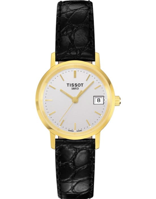 Tissot Tissot Goldrun Sapphire Lady 18K Gold T71.3.114.31  T71311431 кварцевые женские часы белый циферблат, браслет кожаный — вид спереди