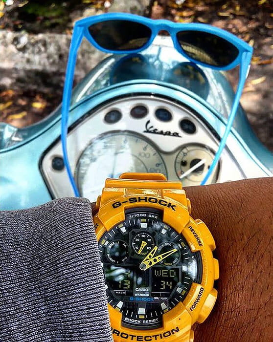 Casio Casio G-Shock GA-100A-9ADR (GA-100A-9A) мужские часы черный циферблат на запястье