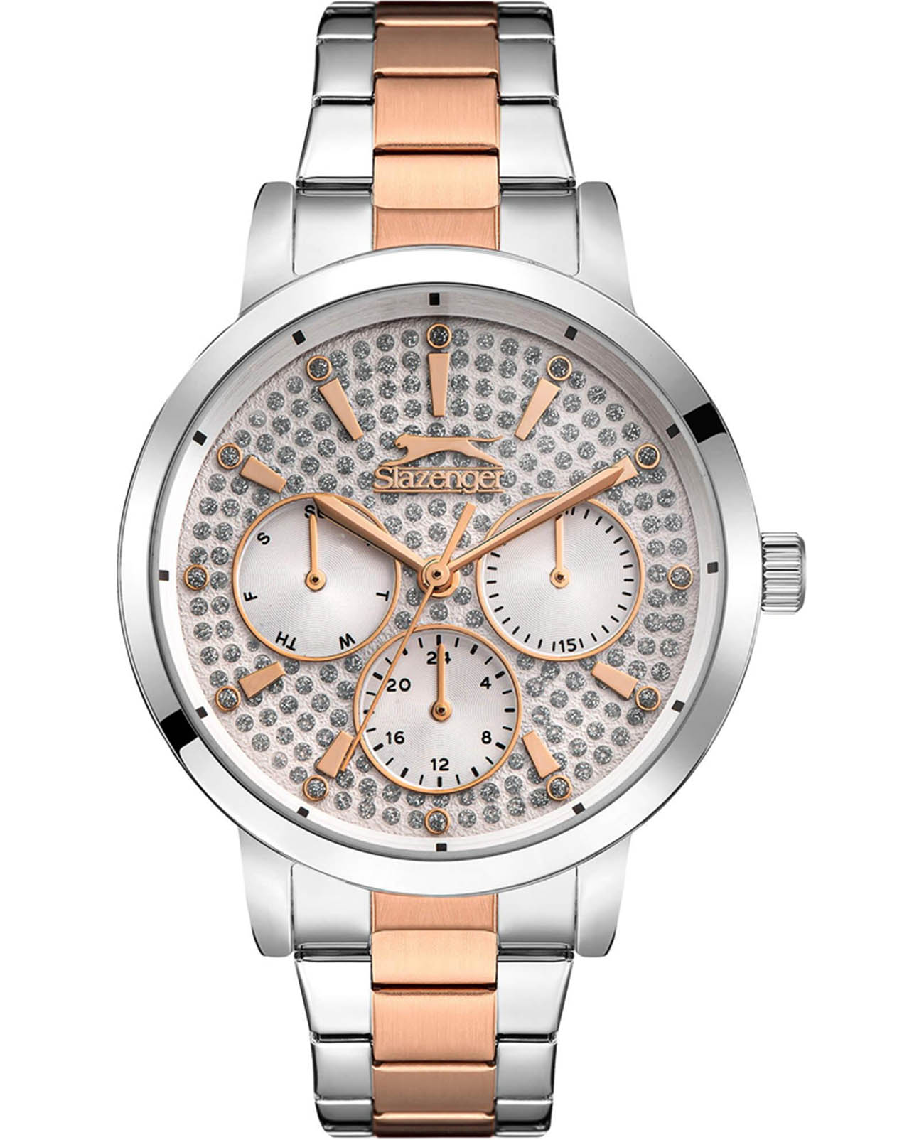 Slazenger Slazenger SL.09.2299.3.05  SL.09.2299.3.05 кварцевые женские часы белый циферблат, браслет суперметалл с ip покрытием — вид спереди