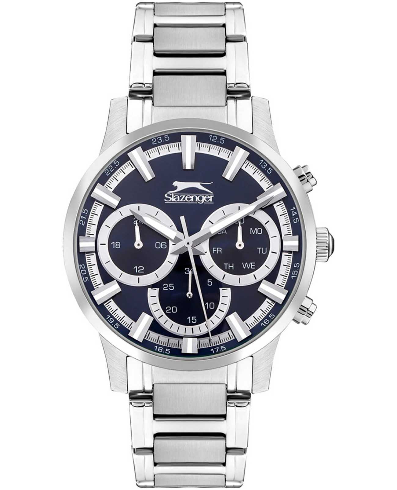 Slazenger Slazenger SL.09.2294.2.05  SL.09.2294.2.05 кварцевые мужские часы синий циферблат, браслет нержавеющая сталь — вид спереди