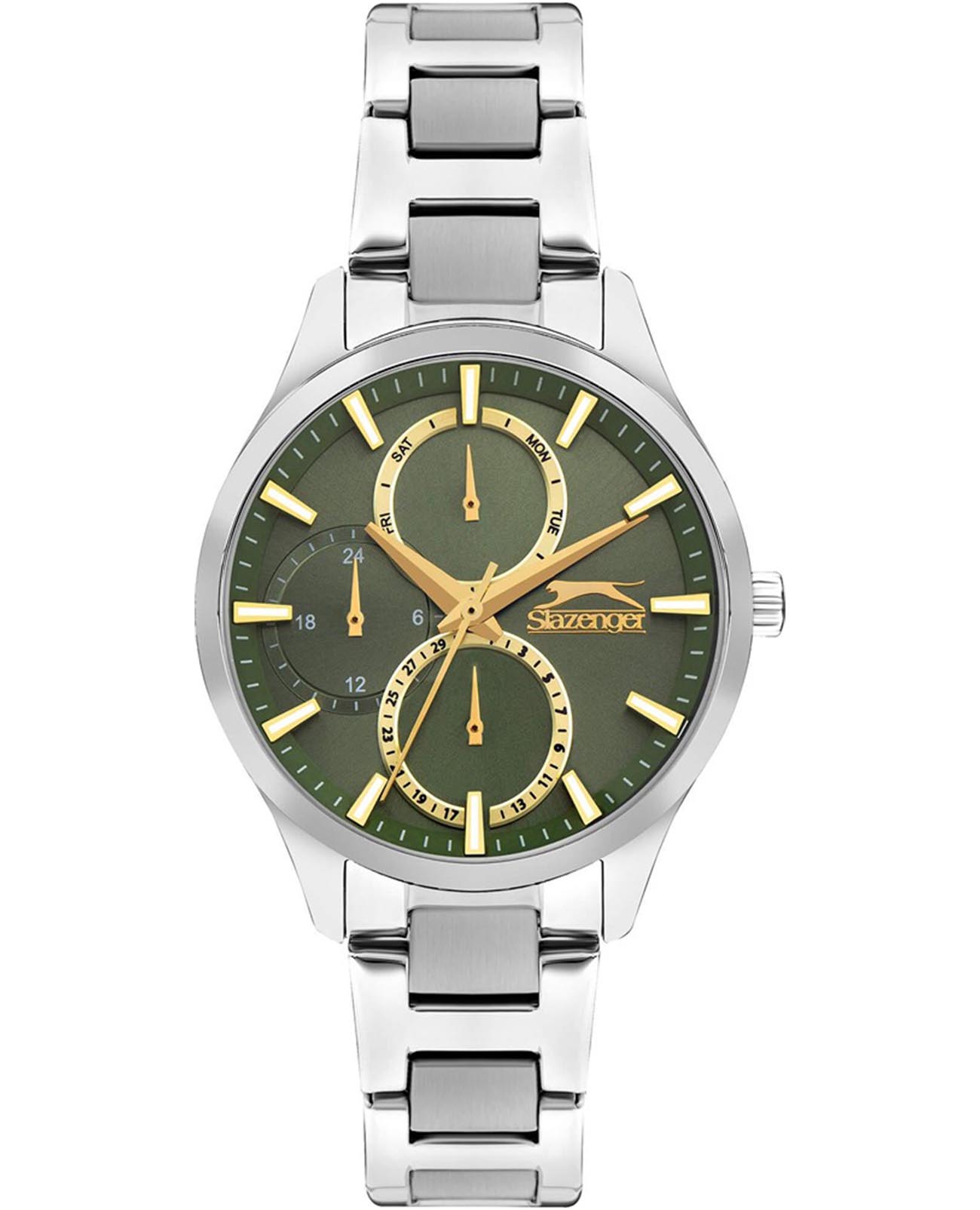 Slazenger Slazenger SL.09.2284.4.03  SL.09.2284.4.03 кварцевые женские часы зеленый циферблат, браслет суперметалл — вид спереди