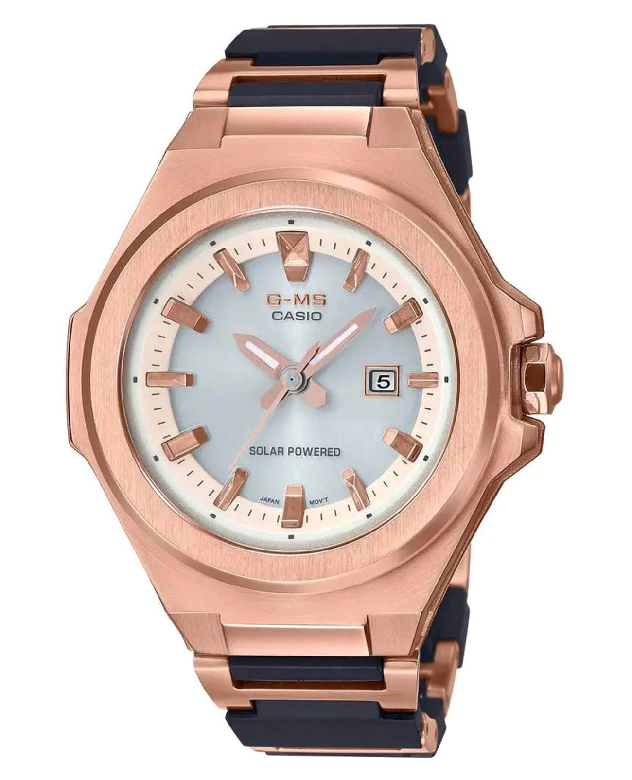 Casio Casio Baby-G MSG-S500CG-1ADR (MSG-S500CG-1A)  MSG-S500CG-1ADR кварцевые женские часы золотой циферблат, браслет пластик — вид спереди