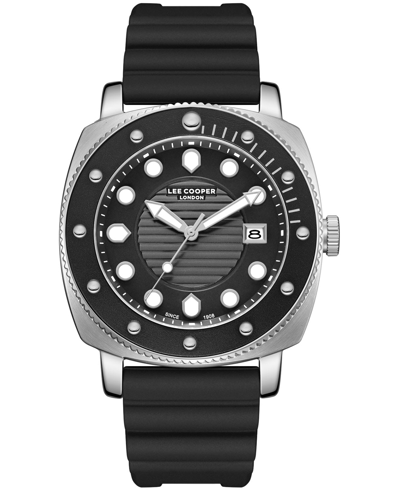 Lee Cooper Lee Cooper LC08193.351  LC08193.351 кварцевые мужские часы черный циферблат, браслет каучук — вид спереди