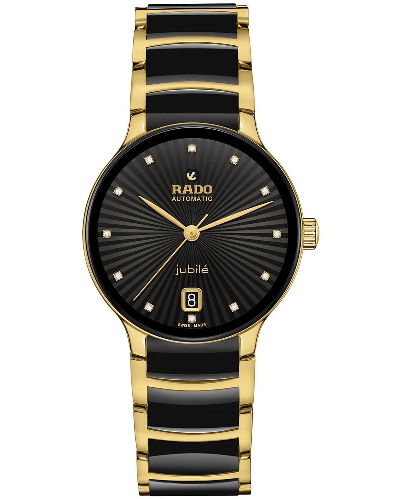 Rado Rado Centrix Automatic Diamonds R30032742 Automatic R30032742 механические женские часы черный циферблат, браслет сталь + pvd + керамика — вид спереди
