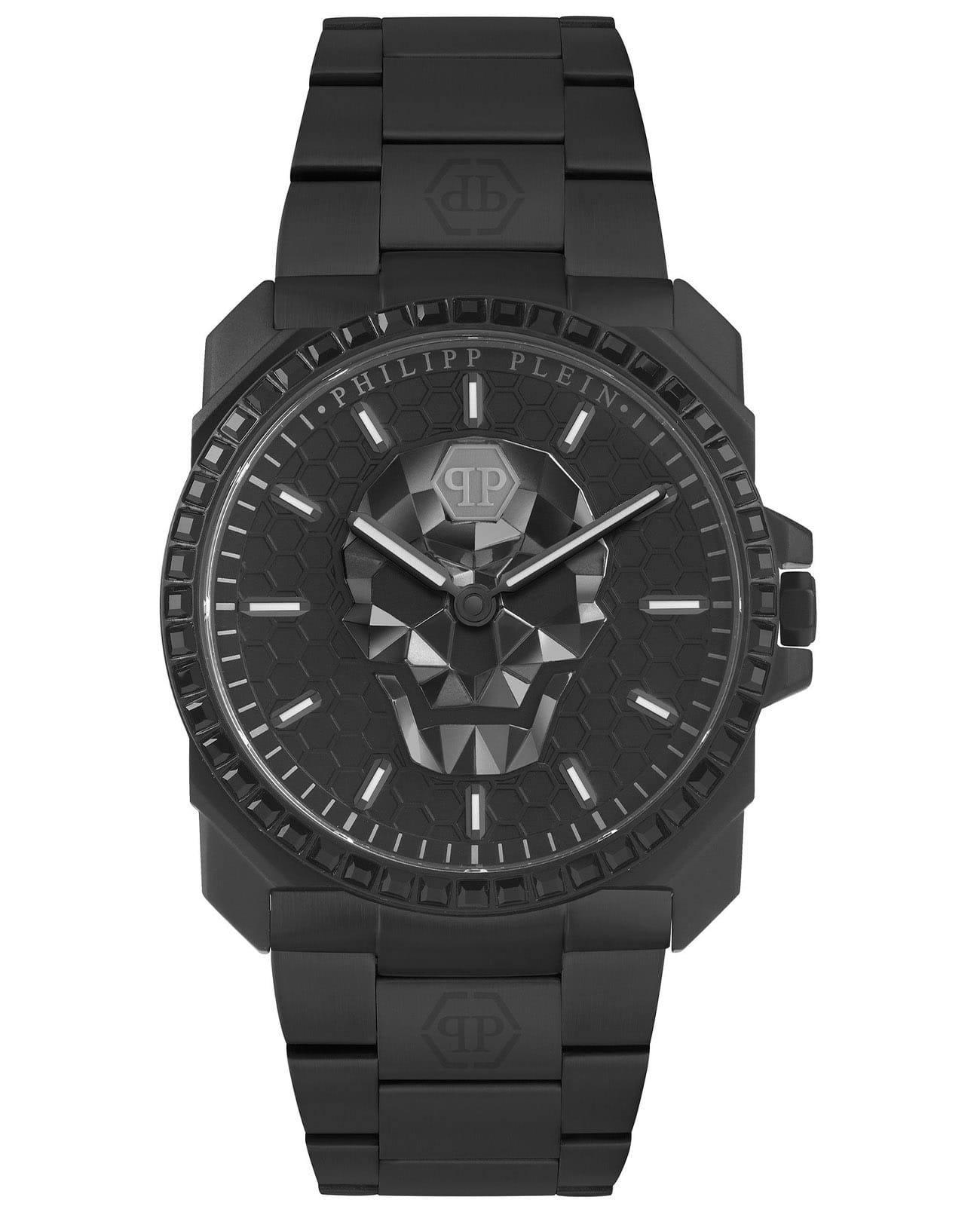 Philipp Plein Philipp Plein The Skull King PWLAA0922  PWLAA0922 кварцевые мужские часы черный циферблат, браслет нержавеющая сталь с ip-покрытием — вид спереди