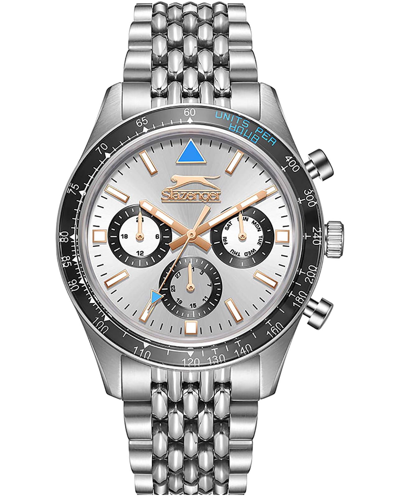 Slazenger Slazenger SL.09.2360.2.05  SL.09.2360.2.05 кварцевые мужские часы серебристый циферблат, браслет суперметалл — вид спереди