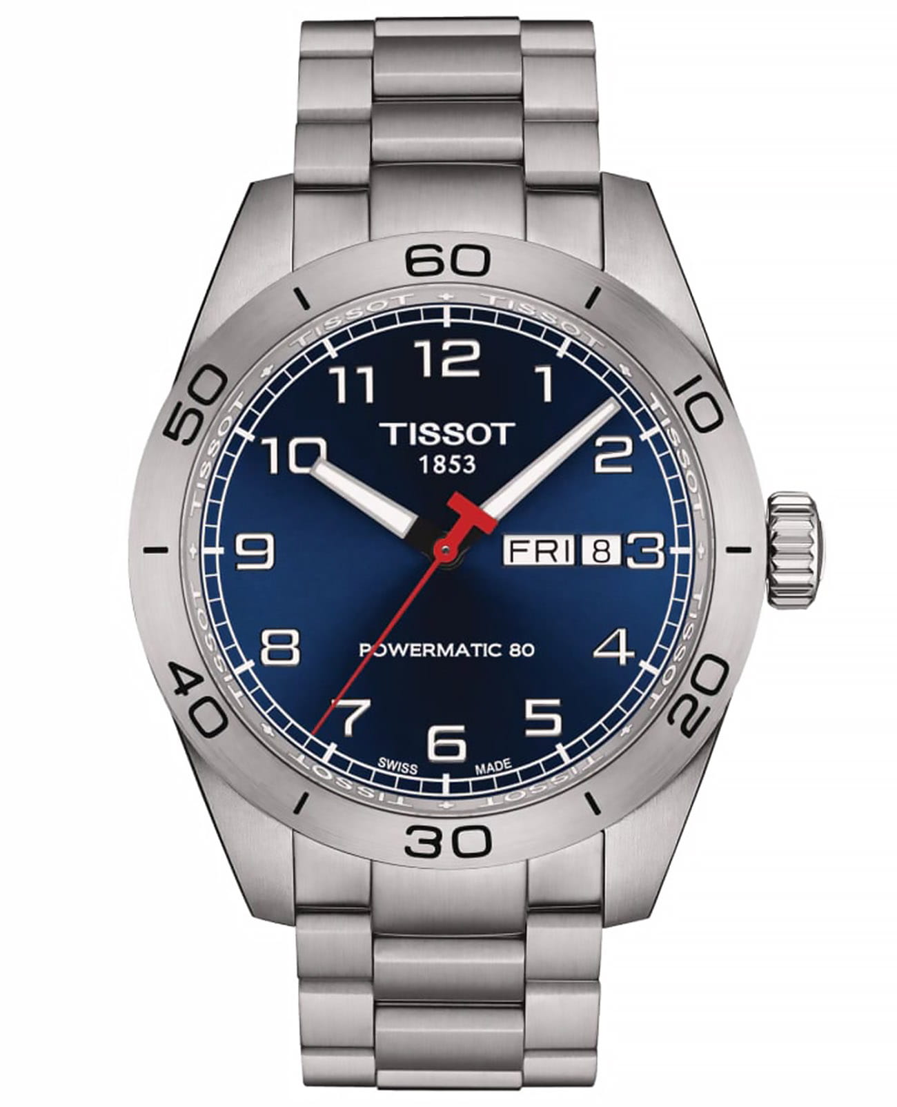 Tissot Tissot PRS 516 Powermatic 80 T131.430.11.042.00 PRS 516 T1314301104200 механические мужские часы синий циферблат, браслет нержавеющая сталь — вид спереди
