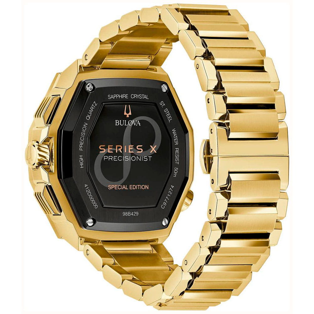 Bulova Bulova Precisionist 98B429,  сша мужские часы на браслете нержавеющая сталь с pvd-покрытием боковой вид