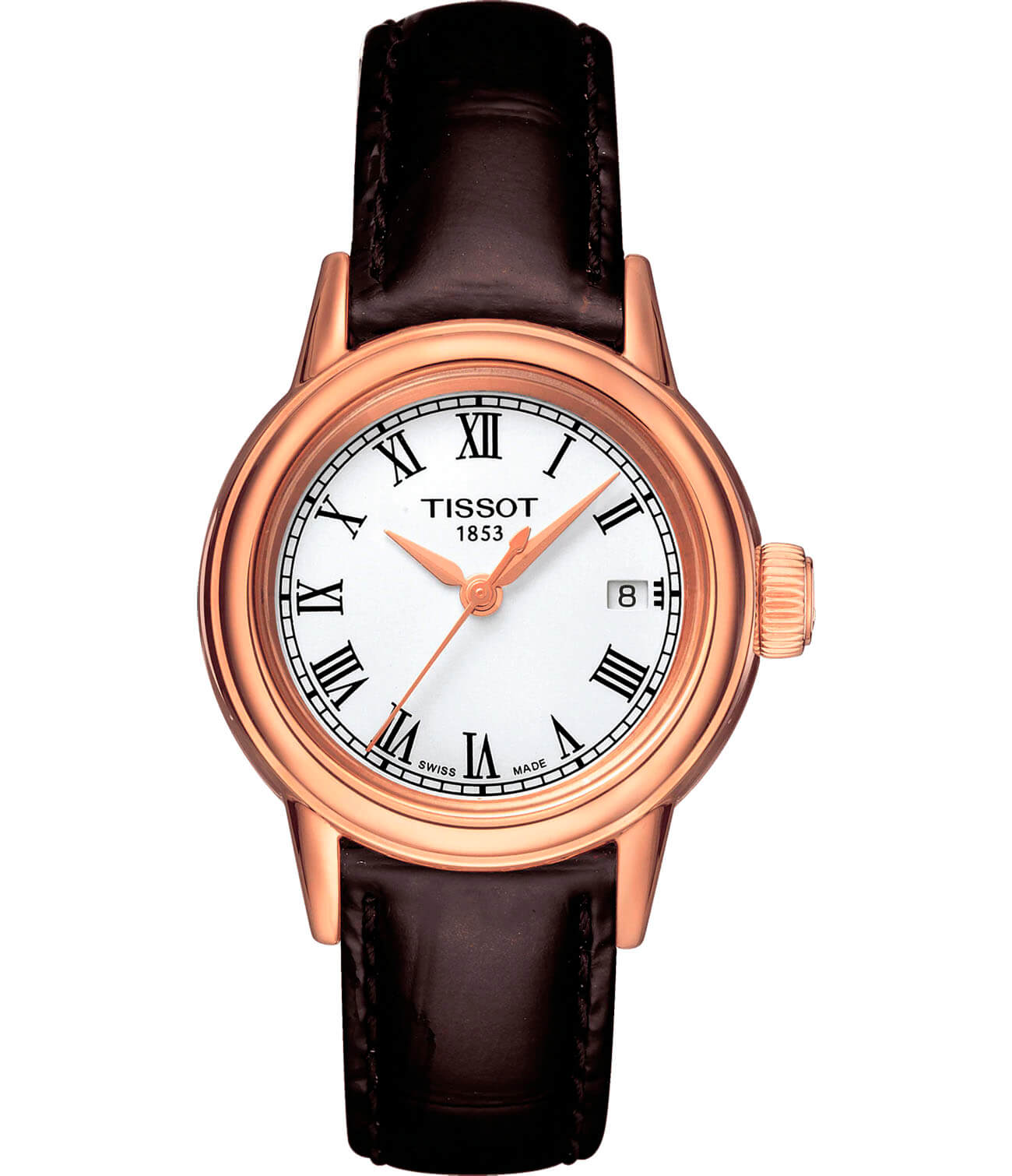 Tissot Tissot Carson Lady T085.210.36.013.00 Carson T0852103601300 кварцевые женские часы белый циферблат, браслет кожаный — вид спереди