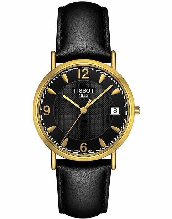 Tissot Tissot T-Gold Oroville T71.3.425.54  T71342554 кварцевые мужские часы черный циферблат, браслет кожаный — вид спереди