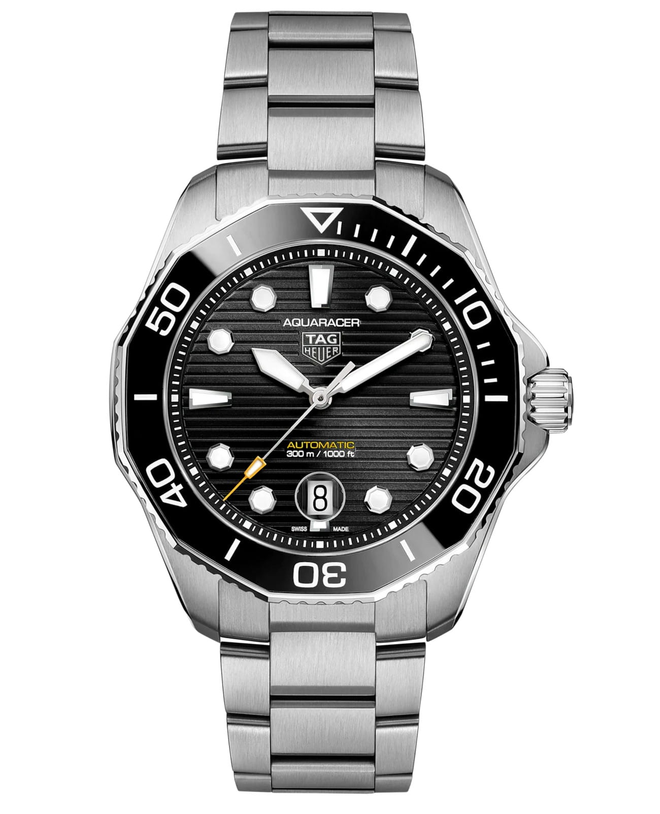TAG Heuer TAG Heuer Aquaracer Professional 300 WBP201A.BA0632  WBP201A.BA0632 механические мужские часы черный циферблат, браслет нержавеющая сталь — вид спереди