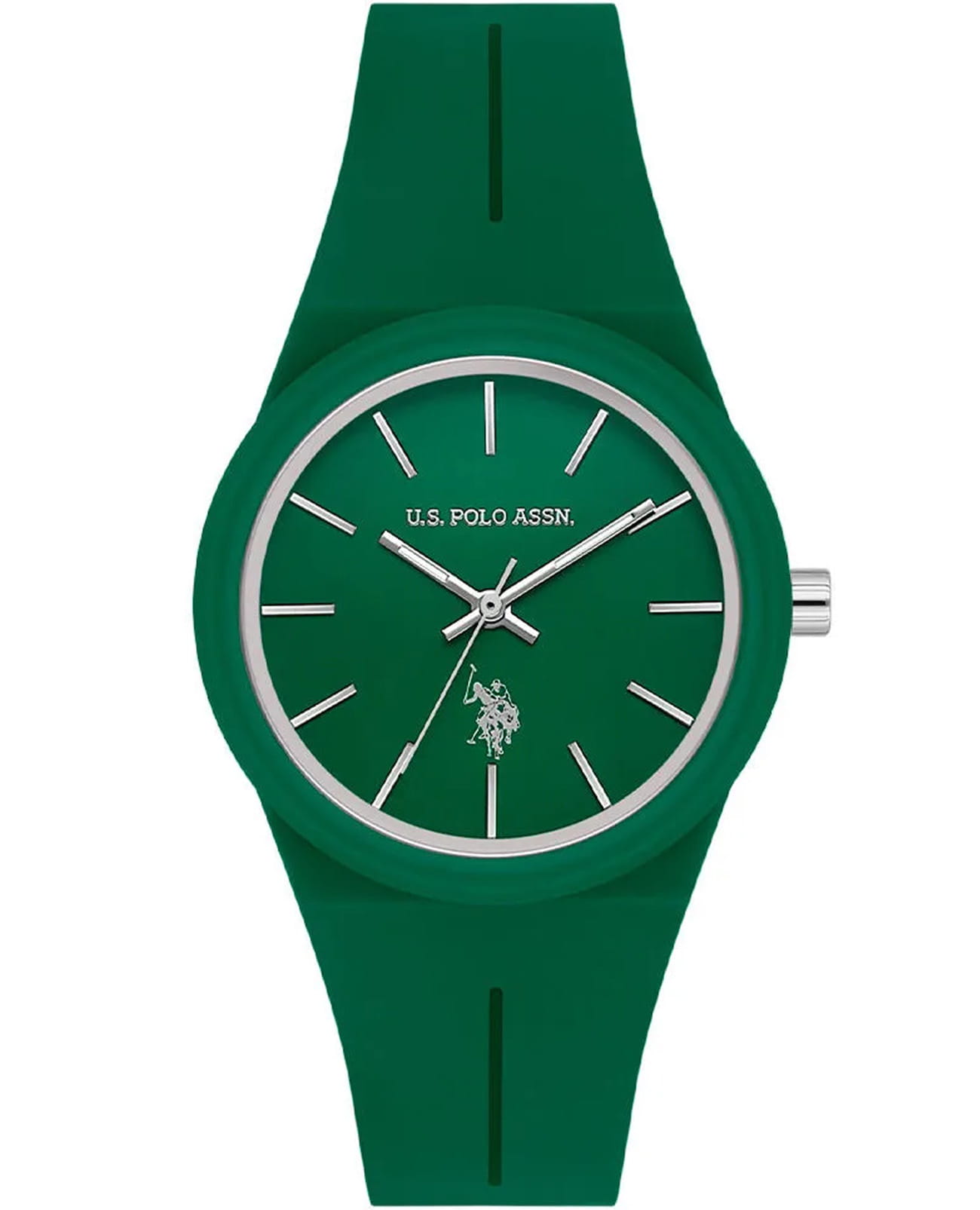 U.S. Polo Assn. U.S. Polo Assn. Yard USPA2101-02  USPA2101-02 кварцевые женские часы зеленый циферблат, браслет силикон — вид спереди